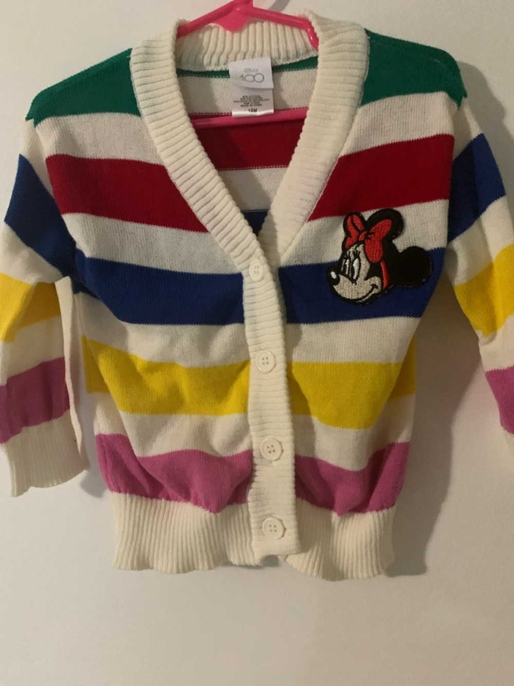 Girls' Minnie Mouse Striped Cardigan Sweater - Multi
